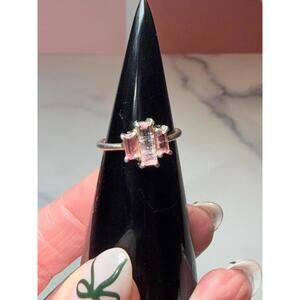 Faceted Pink Tourmaline Sterling Silver Ring: 925 Silver • Size 7